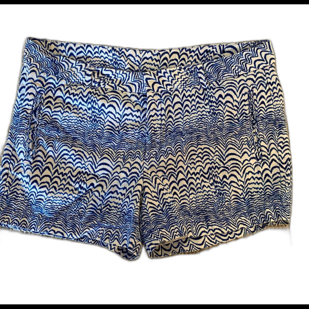 Stylus Womens Shorts Plus Size‎ 16 Curvy Blue & White Patterned Casual Pockets